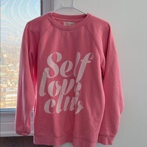Brunette The Label Pink Self Love Club Crew Neck Sweater